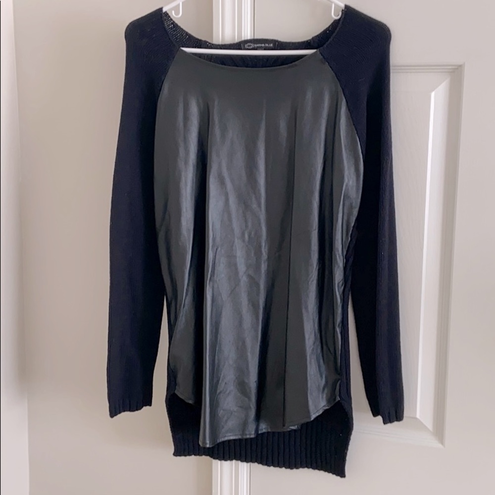 Black faux leather sweater